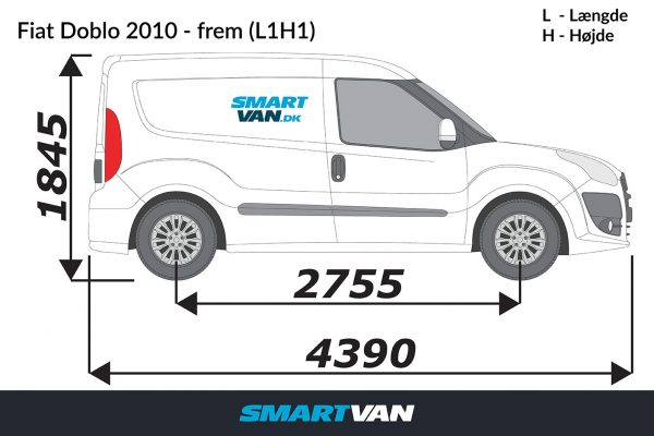 Plastsider Doblo 10-22, Combo 12-18 – L1H1 2 bagdøre & 1 skydedør - Billede 2