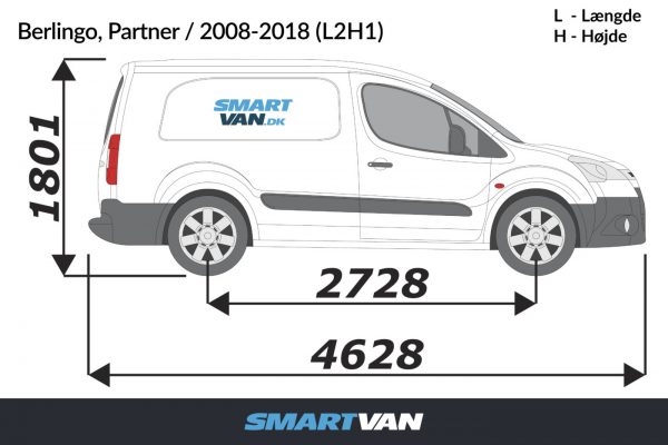 Panelside Berlingo, Partner – L2H1 2 bagdøre & 1 skydedør  (2008-2018) - Billede 3