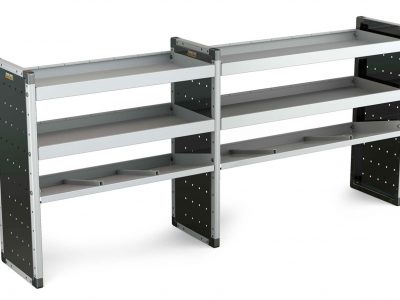Dobbelt reol med 2 vinkelrette & 1 skrå hylde - H1009 X B2216