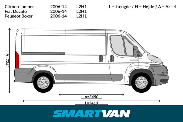 Varerumsbund Jumper Ducato Boxer 06- Movano 22- ProAce Max 24- L2, 2 bagdøre & 2 skydedøre - Billede 3