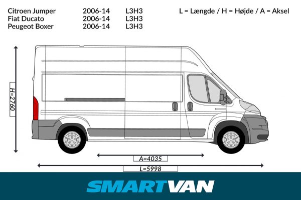 Varerumsbund Jumper Ducato Boxer 06- Movano 22- ProAce Max 24- L3, 2 bagdøre & 1 skydedør - Billede 4