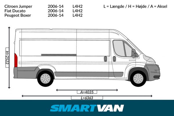 Varerumsbund Jumper Ducato Boxer 06- Movano 22- ProAce Max 24- L4, 2 bagdøre & 2 skydedøre - Billede 3