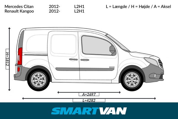 Loftkit / 4mm grå plast / Kangoo 09-21 Citan 12-21 NV250 19- (L2) / 1 skydedør - Billede 3