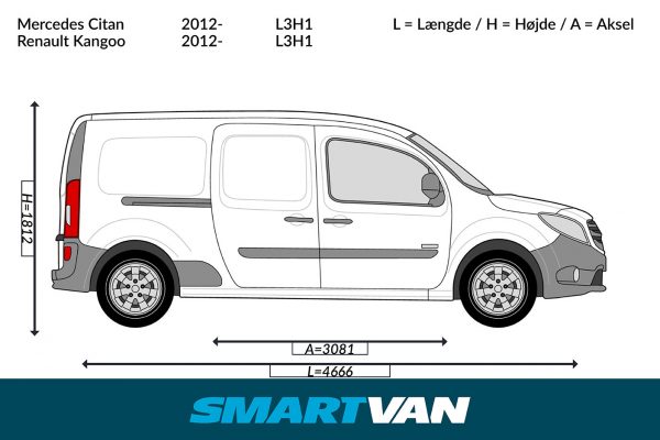 Varerumsbund Kangoo 09-21 Citan 12-21 NV250 19-21 (L3), 1 skydedør - Billede 2