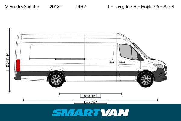 Letvægtspaneler Sprinter – L4H2 baghjulstræk 2 bagdøre & 1 skydedør - Billede 2