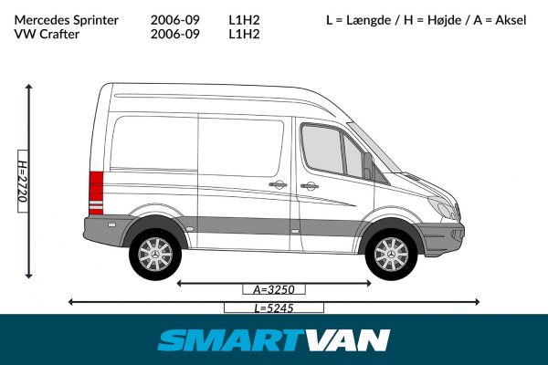 Varerumsgulv Sprinter 06 ->, Crafter 06-17 - L1 baghjulstræk med 2 bagdøre & 1 skydedør - Billede 4