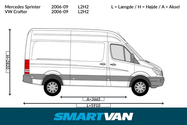 Varerumsgulv Sprinter 06 ->, Crafter 06-17 i brun – L2, baghjulstræk 1 skydedør - Billede 3
