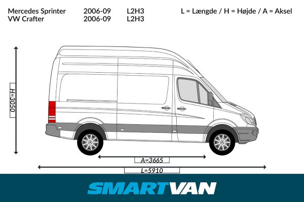 Varerumsgulv Sprinter 06 ->, Crafter 06-17 i brun – L2, baghjulstræk 1 skydedør - Billede 4