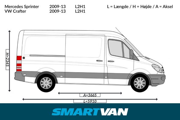 Varerumsgulv Sprinter 06 ->, Crafter 06-17 i brun – L2, baghjulstræk 1 skydedør - Billede 5