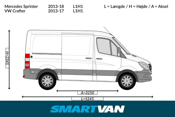 Varerumsgulv Sprinter 06 ->, Crafter 06-17 - L1 baghjulstræk med 2 bagdøre & 1 skydedør - Billede 7