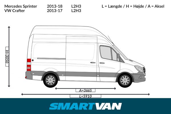 Varerumsgulv Sprinter 06 ->, Crafter 06-17 i brun – L2, baghjulstræk 1 skydedør - Billede 10