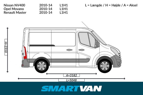 Letvægtspaneler Master NV400 10-24 Movano 10-21 – L1H1 forhjulstræk 2 bagdøre & 1 skydedør - Billede 2