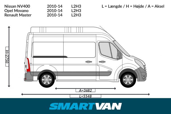 Plastgulv Master, NV400 10-24, Movano 10-21, – L2, forhjulstræk 2 bagdøre & 1 skydedør - Billede 3