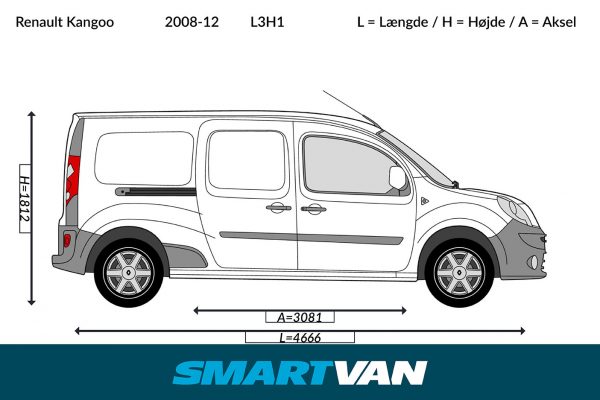 Varerumsbund Kangoo 09-21 Citan 12-21 NV250 19-21 (L3), 1 skydedør - Billede 3