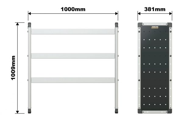 Enkelt fag med 3 vinkelret(e) hylde(r) H1000 X B1000 - Billede 2