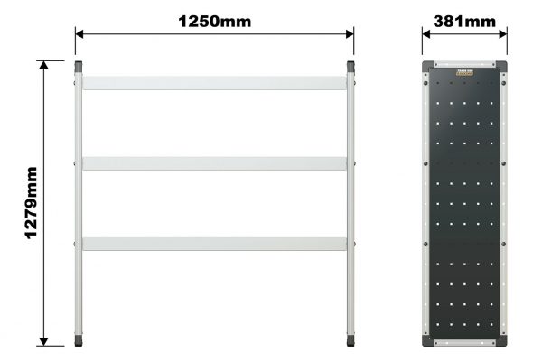 Enkelt fag med 3 vinkelret(e) hylde(r) H1250 X B1250 - Billede 2