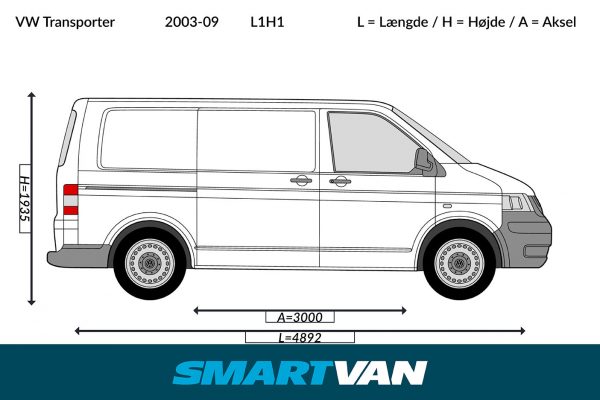 Letvægtspaneler Transporter T5 – L1H1 2 bagdøre & 1 skydedør - Billede 2