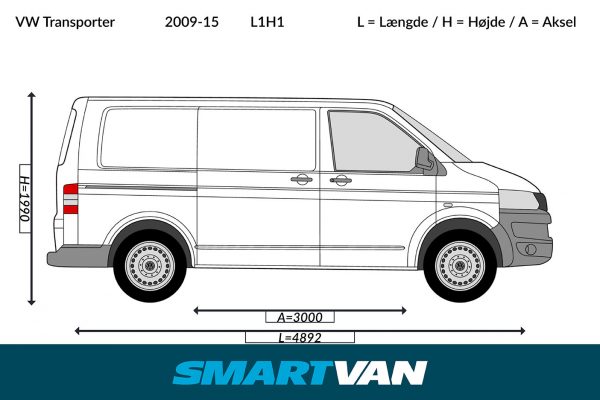 Letvægtspaneler Transporter T5 – L1H1 2 bagdøre & 1 skydedør - Billede 3