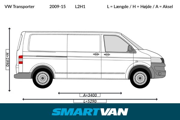 Letvægtspaneler Transporter T5 – L2H1 2 bagdøre & 1 skydedør - Billede 3