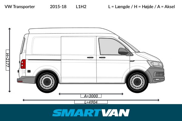 Varerumsgulv VW Transporter T6/T6.1 i brun - L1, 1 skydedør - Billede 3