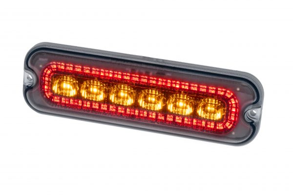 Rød LED markeringslys med gult blitz og klart glas - Billede 2