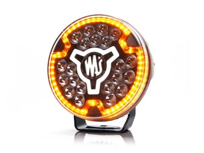 LED 7" fjernlygte med gult blitzblink og hvidt positionslys. Ref 17,5.