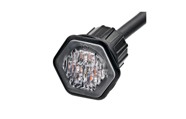 LED Blitzblink med 6 LED´er. Gult blitz med klart glas. Rundt hus til indbygning.