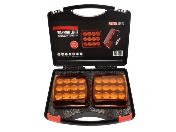 2 stk. Gule LED blitzlamper med batteri og magnetmontering - Billede 3