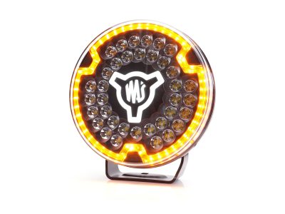 LED 9" fjernlygte med gult blitzblink og hvidt positionslys. Ref 27.