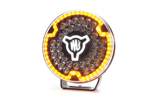LED 9" fjernlygte med gult blitzblink og hvidt positionslys. Ref 27.