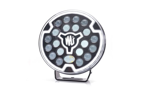 LED 9" fjernlygte med Black front og hvidt positionslys. Ref 50.