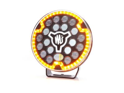 LED 9" fjernlygte med gult blitzblink og hvidt positionslys. Ref 50.