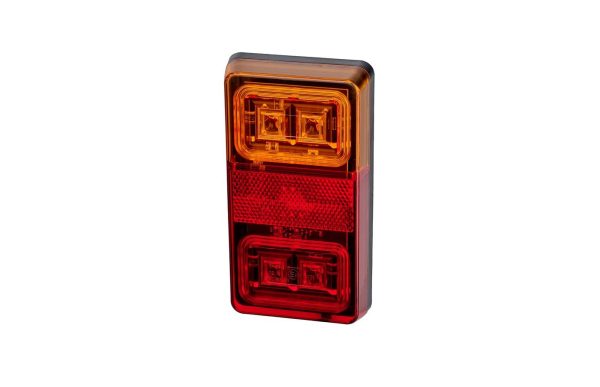 Firkantet LED baglygte. Positionslys, stoplys, blinklys og refleksfunktion.