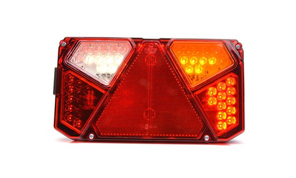 W125DEP - Højre firkantet LED baglygte med positionslys, stoplys, blinklys, baklys, nummerpladelys samt trekantrefleks.  Flot positionslys i lygtens yderkant. - Billede 2