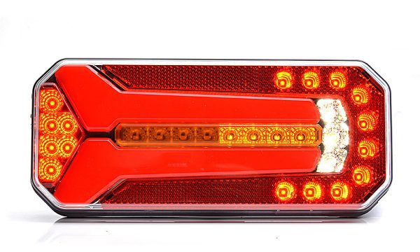 WAŚ W150DD - Firkantet LED baglygte med positionslys, stoplys, tågelys, baklys, nummerpladelys og dynamisk blinklys. NEON-look - Billede 2