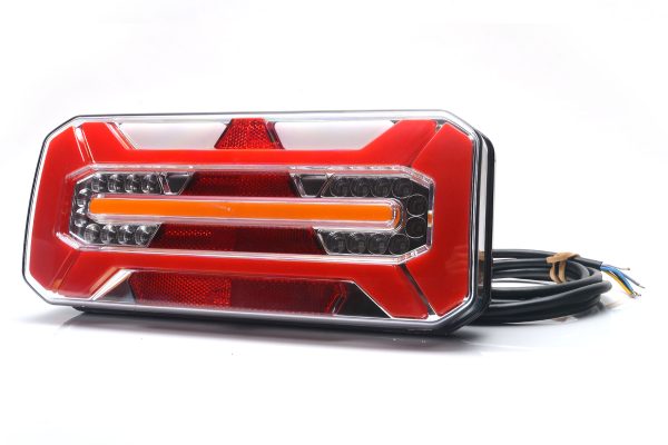 WAŚ W184DD - Højre firkantet LED baglygte med positionslys, stoplys, baklys, tågelys, nummerpladelys, dynamisk blinklys samt trekantrefleks. NEON-look. - Billede 2