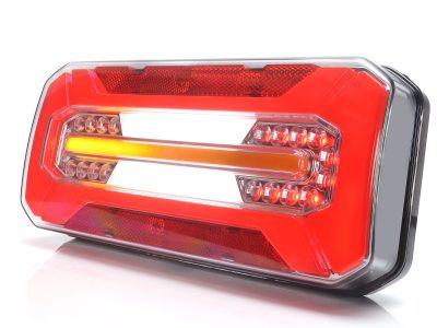 WAŚ W185DD - Firkantet LED baglygte med positionslys, stoplys, tågelys, baklys og dynamisk blinklys. NEON-look.