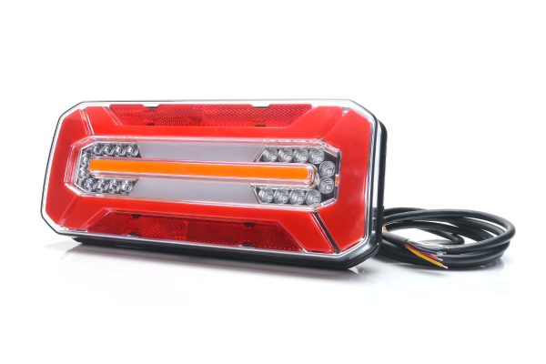 WAŚ W185DD - Firkantet LED baglygte med positionslys, stoplys, tågelys, baklys og dynamisk blinklys. NEON-look. - Billede 2