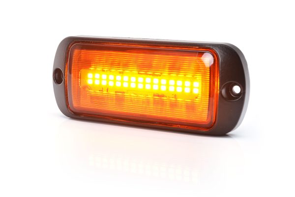 WAŚ W217 - Gult LED blitzblink med 30 LED´er i sort aluminium hus. Kan synkroniseres.