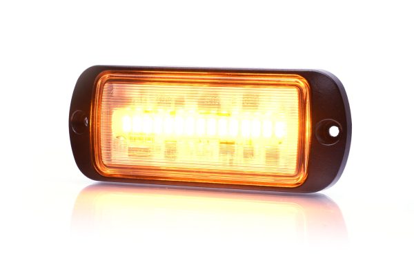 WAŚ W217 - Gult LED blitzblink med klart glas og 30 LED´er i sort aluminium hus. Kan synkroniseres.