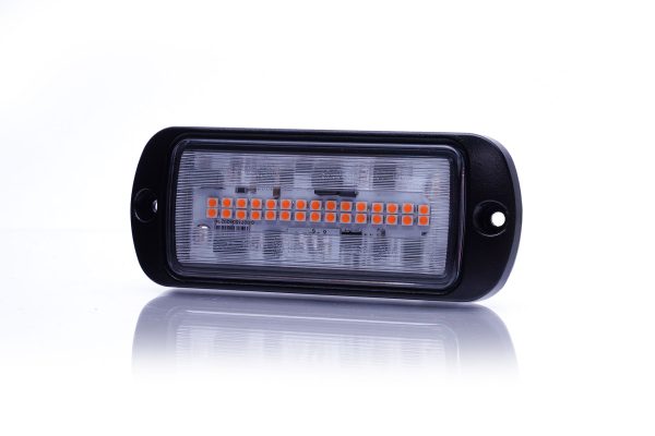 WAŚ W217 - Gult LED blitzblink med klart glas og 30 LED´er i sort aluminium hus. Kan synkroniseres. - Billede 2