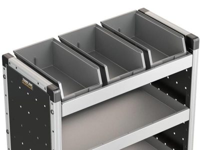 3x Plastboks & Gummimåtte, 670mm - til 750mm reol
