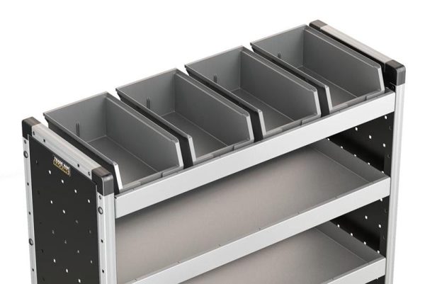 4x Plastboks & Gummimåtte, 920mm - til 1000mm reol