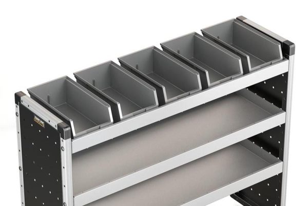 5x Plastboks & Gummimåtte, 1170mm - til 1250mm reol