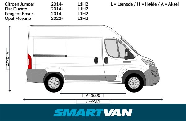 Panelkit / 4mm lysegrå finer / Jumper Ducato Boxer 06-24 Movano 22-24 L1H2  / 1 skydedør - Billede 2