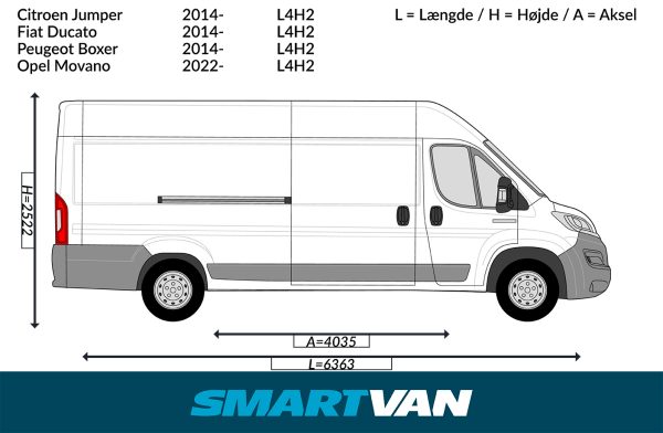 Finerpanelside Jumper Ducato Boxer 06- Movano 22- L4H2 2 bagdøre & 1 skydedør - Billede 4