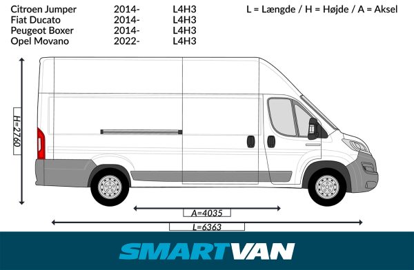 Panelkit / 4mm lysegrå finer / Jumper Ducato Boxer 06- Movano 22- ProAce Max 24- (L4H3)  / 2 skydedøre - Billede 3
