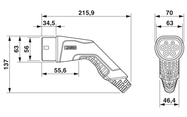 Ladekabel / Type2 / 7,5m, 26kW, 480V 32A / Bil til ladestation - Billede 2