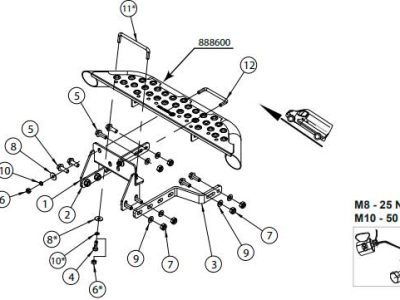 Trinbræt kabine / Monteringskit til 888600 / Custom 13-23 / Transit 14- L2L3