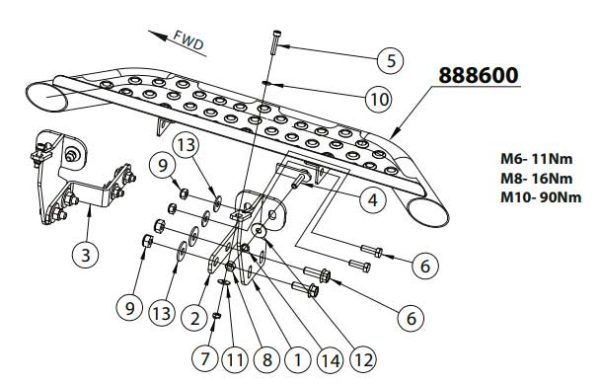 Trinbræt kabine / Monteringskit til 888600 / Crafter 07-16 L2L3 / Sprinter 07- L2L3